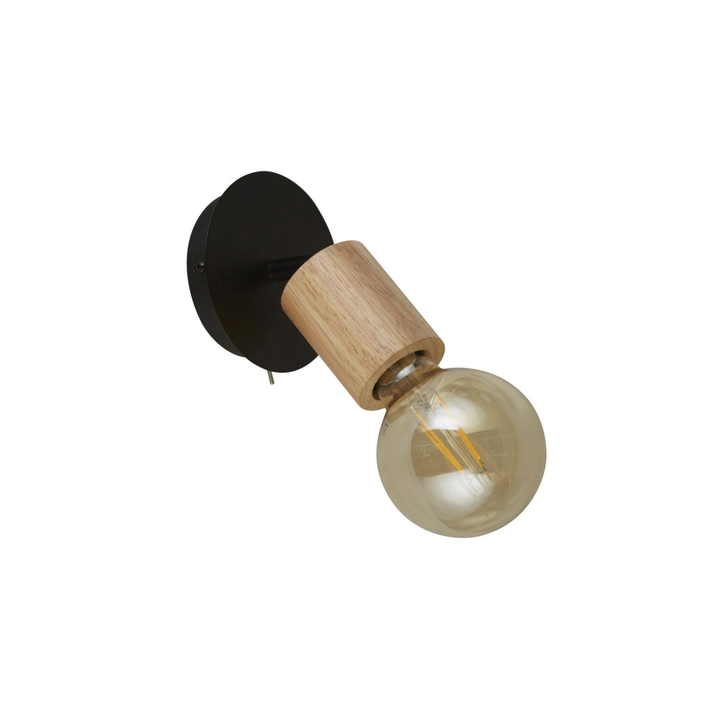 Applique Industrial-Nordico Spinoso Acciaio Nero Marrone 1 Luce E27