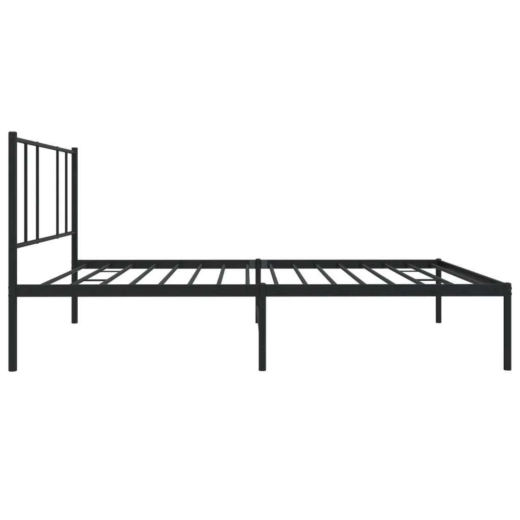 Letto singolo | Letto per adulti | Giroletto con Testiera in Metallo Nero 90x200 cm