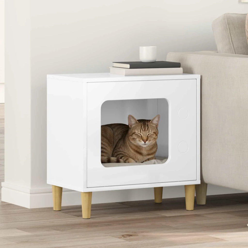 Casa per Gatti Bianco Lucido 51 x 30 x 52 cm Legno multistrato CFW4058216