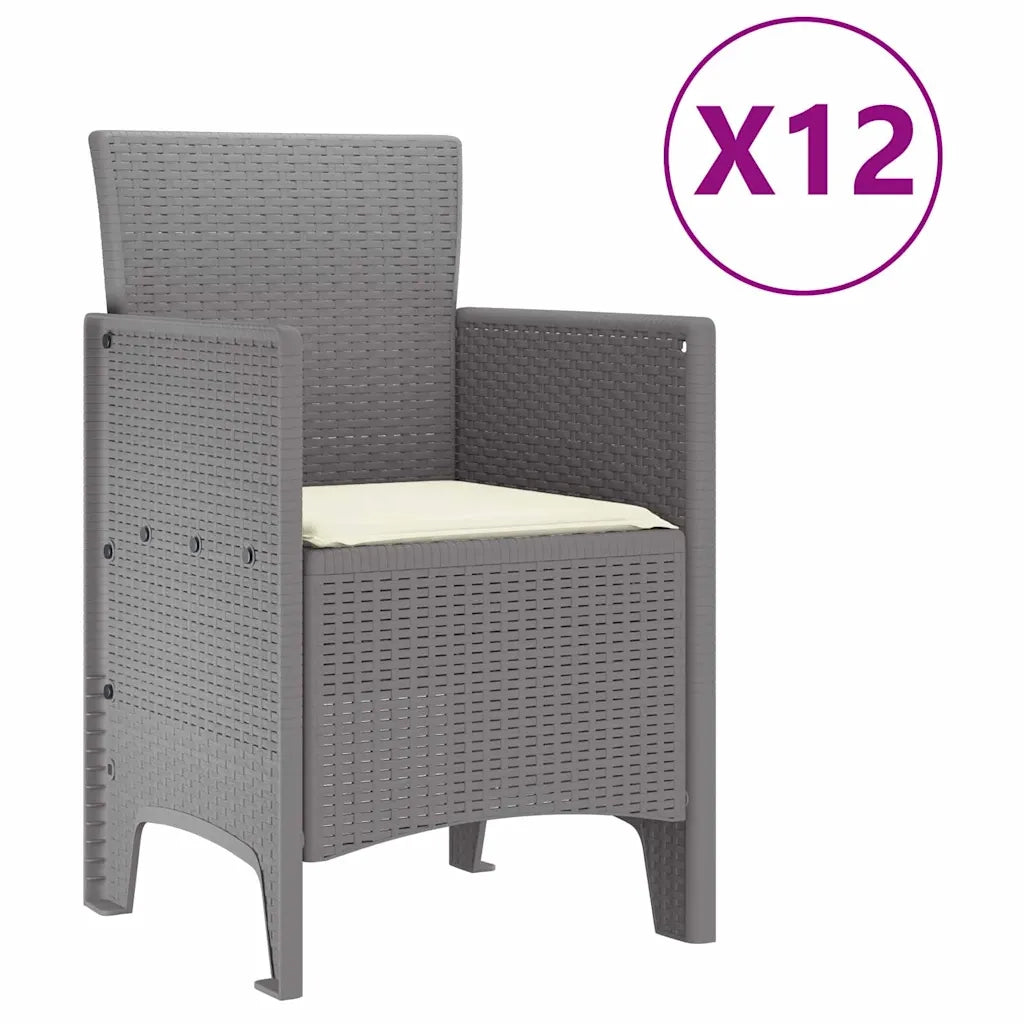 Set da Pranzo per Giardino 13 pcs Grigio chiaro Rattan Polt 3378791