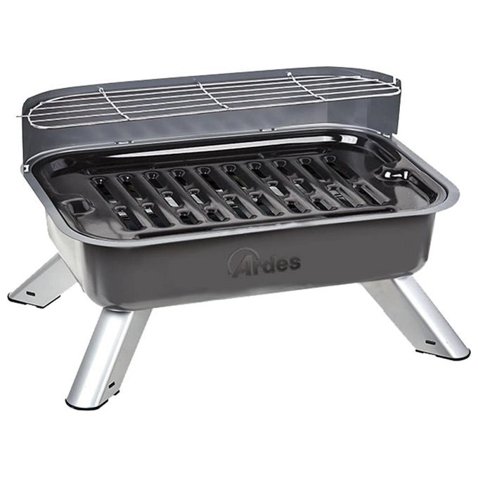 Ardes ARBBQ01 Barbecue Elettrico da Tavolo 2000 W Griglia Smaltata 44x29 cm con Griglia Superiore e Vaschetta Raccogli Grasso colore Nero