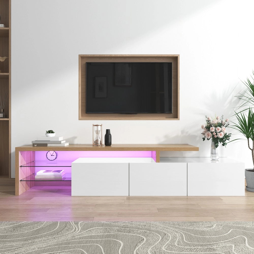 Mobile TV con LED ¨C Xylo ¨C Bianco Lucido, Legno, Vetro