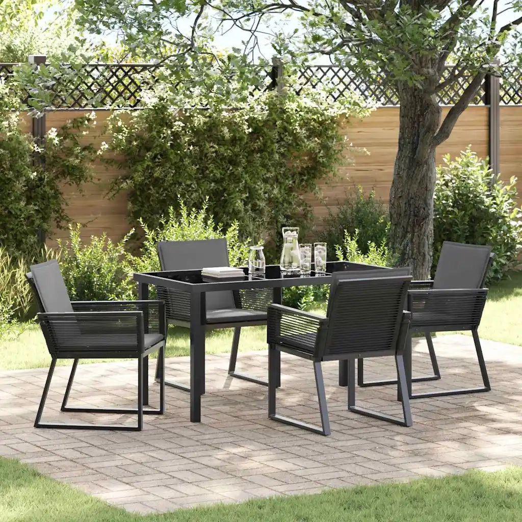 Set da Pranzo per Giardino 5 pcs Nero
