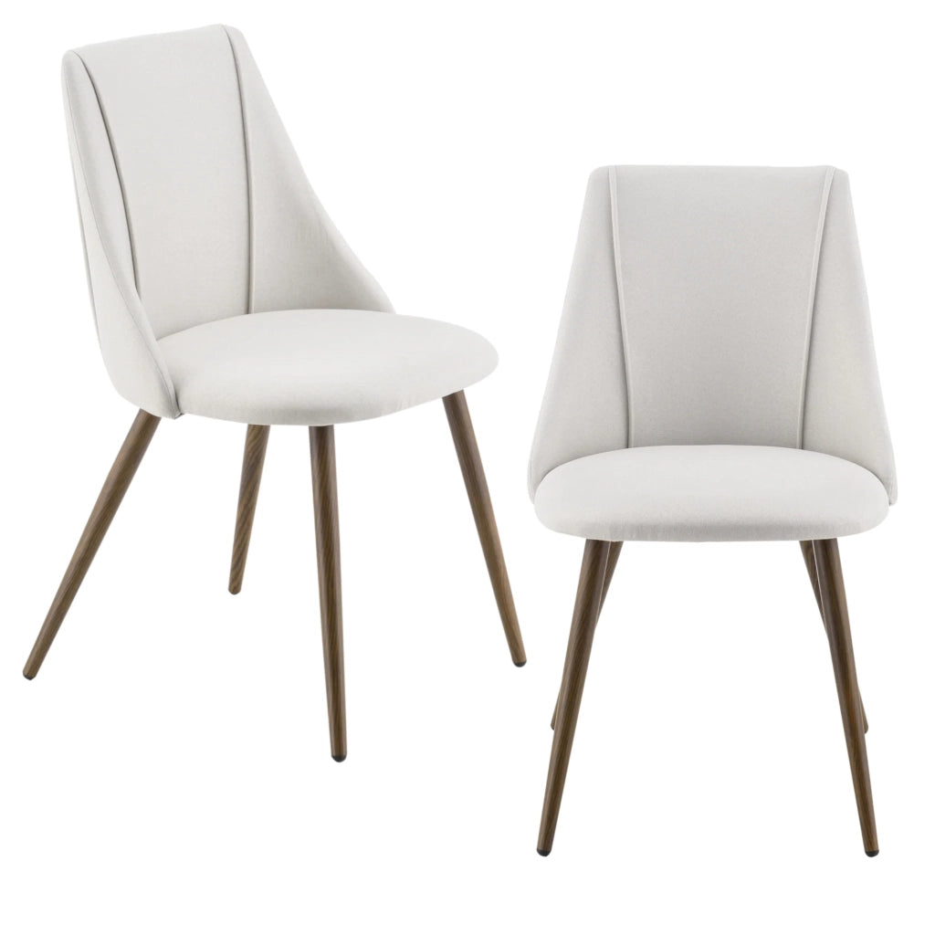 Set di 2 sedie da pranzo/cucina imbottite con seduta in tessuto gambe in metallo effetto legno poltrona beige 83 x 50 x 53 cm 03_0005729