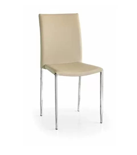 Set 04 sedia in ecopelle tortora con struttura in metallo e gambe in acciaio misura l.43 h.90 p.52 (665) - Mobili 2G