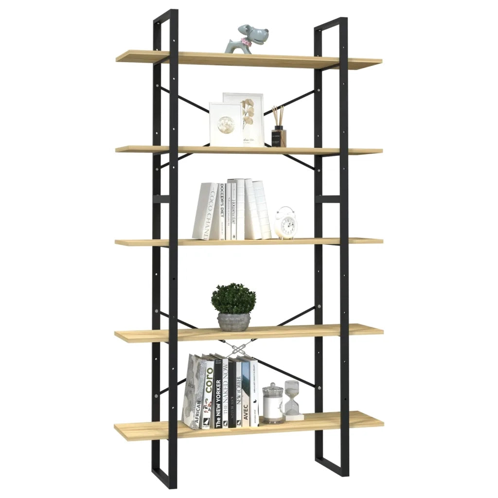 Libreria a 5 Ripiani 100x30x175 cm in Legno Massello di Pino 3082003