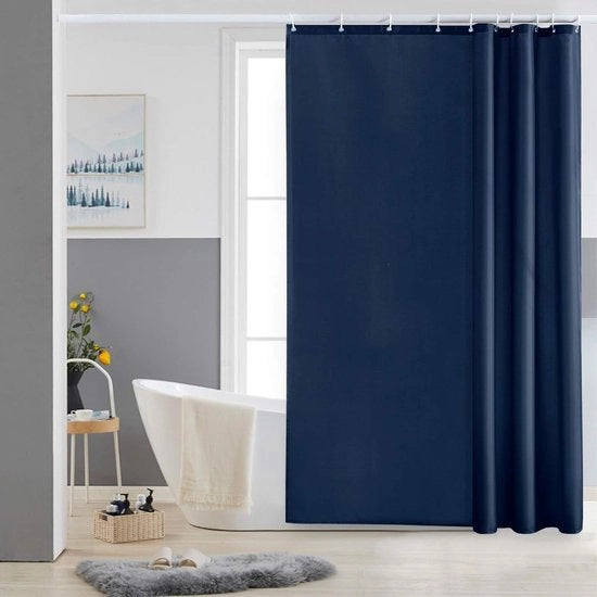 Gordiglio per doccia Anti muffa Tela di poliestere Impermeabile tende per doccia Tende lavabili tessuto per vasca o bagno 10 chiodi per tende doccia Blu marino 150x180cm.