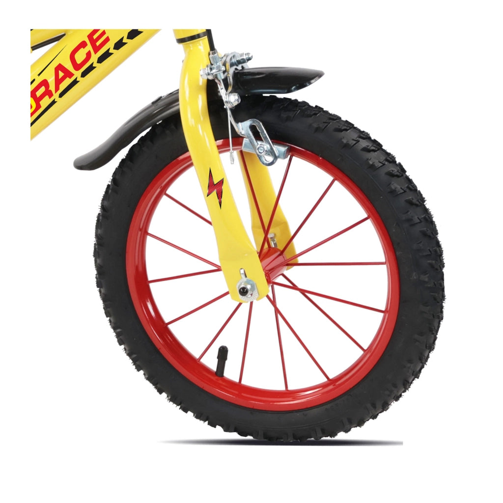 Bicicletta per Bambini 14" Turbo Race Freni Caliper e Stabilizzatori in Acciaio Hi-Ten Giallo