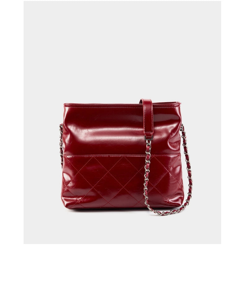 Borsa a tracolla da donna in vera pelle, borsa tote in pelle rossa