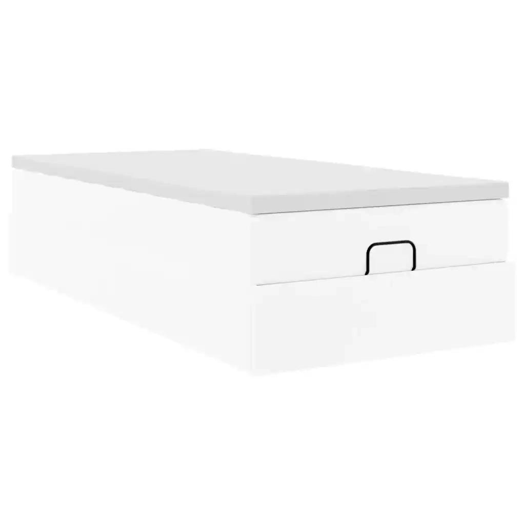 Struttura Letto Pouf con Materasso Bianco 100x200 cm Similpelle