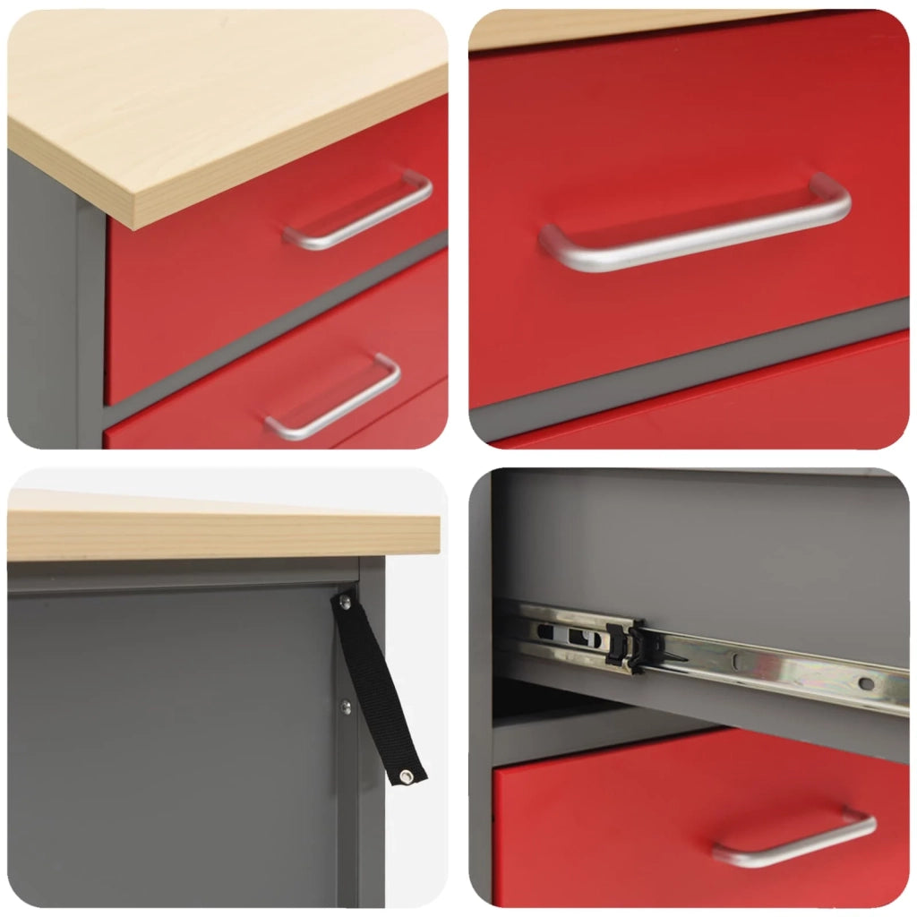 Mobile da lavoro 2 pcs Rosso e Grigio 100 x 55 x 85 cm 3321365