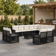 Set Divano da Giardino 13 pz Nero e Bianco Crema polyrattan 3435301