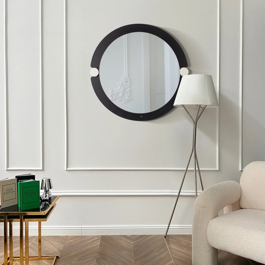specchio moderno da parete alchimia tondo Bianco marmo/verde marino in Ferro, vetro per lo specchio  67cm ( 55cm specchio)