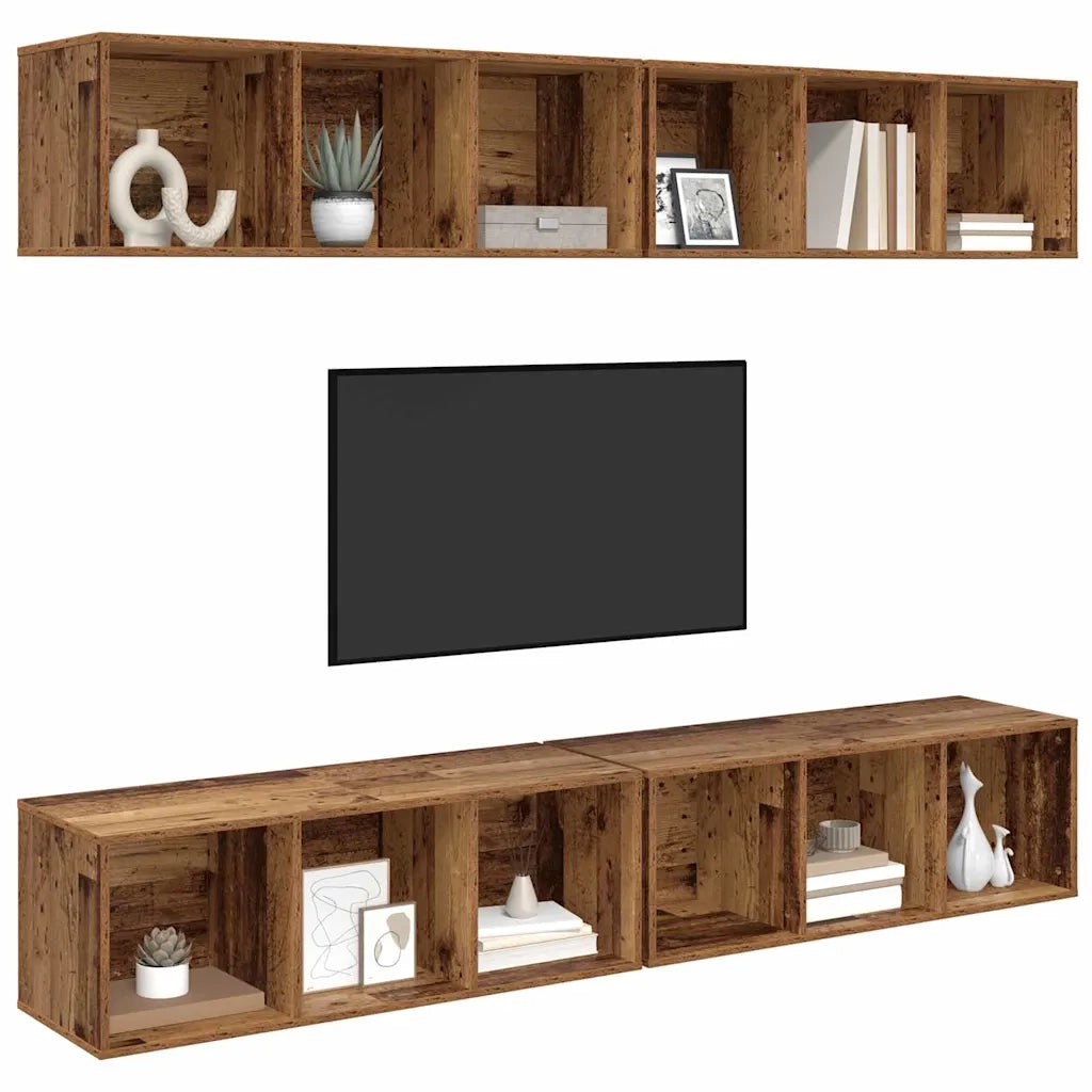 Set mobile TV 4 pcs Legno vecchio 37 x 37 x 107 cm