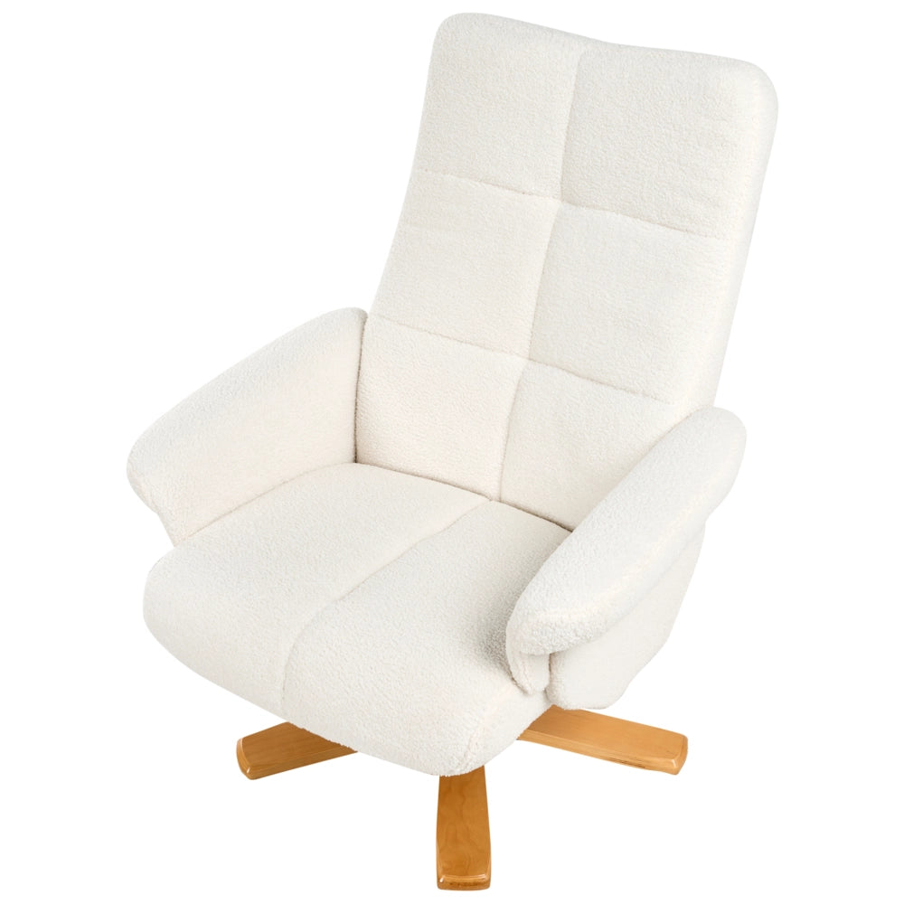 Sedia da ufficio reclinabile tessuto boucle Sgabello girevole reclinabile bianco sporco funzione massaggio riscaldata design retrò