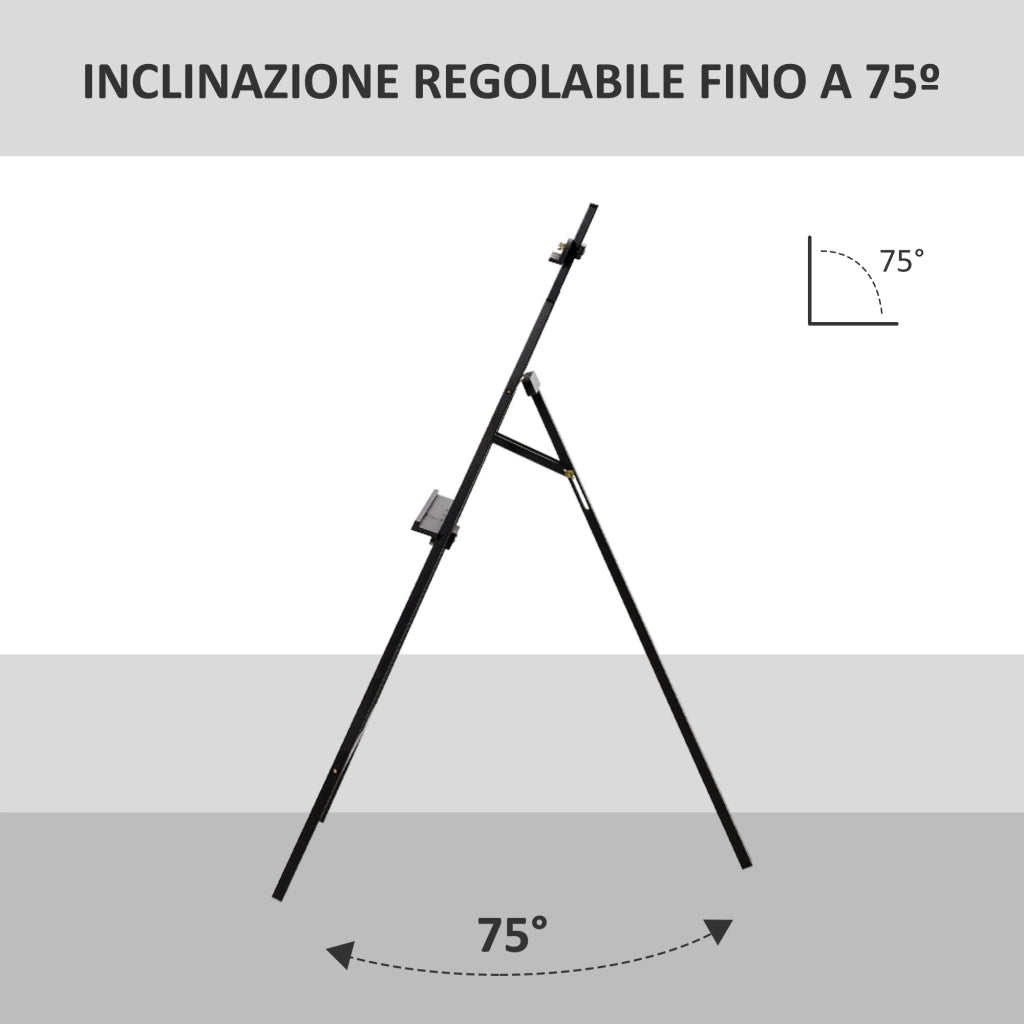 Cavalletto per Dipingere ¨C zephmum ¨C Legno di Pino Regolabile, Pieghevole, Nero, 135 cm