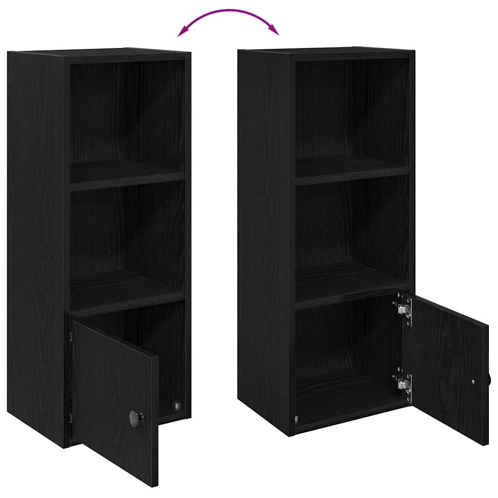Libreria-Scaffale per Libri-Mobile di Stoccaggio Rovere Nero 31x24x77 cm in Legno Multistrato