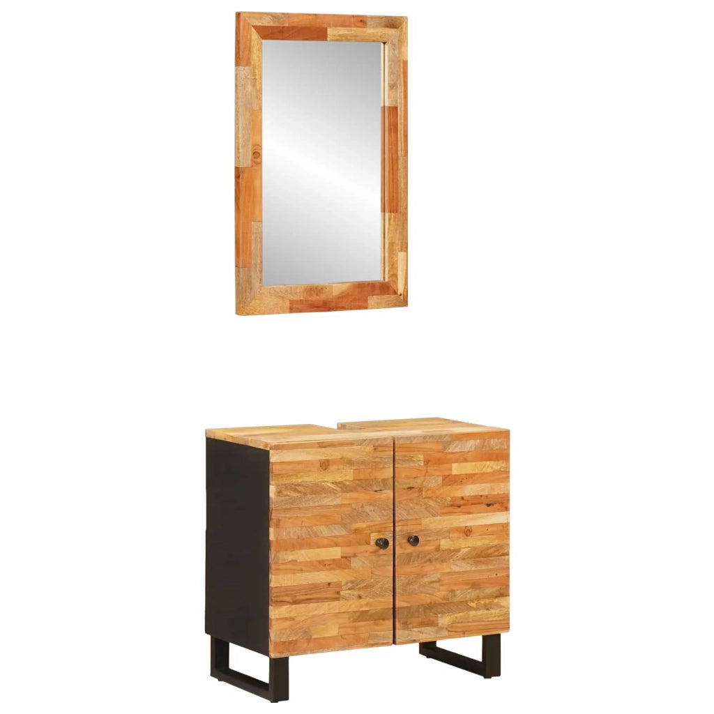 Set da Bagno con porta 2 pcs Naturale Legno di mango massello 3310102