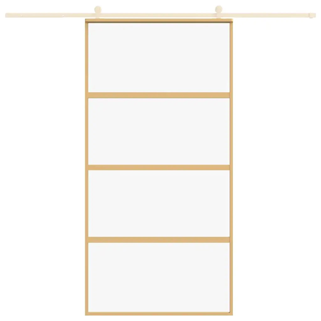 Porta Scorrevole Oro 102,5x205 Vetro Trasparente ESG Alluminio 155180