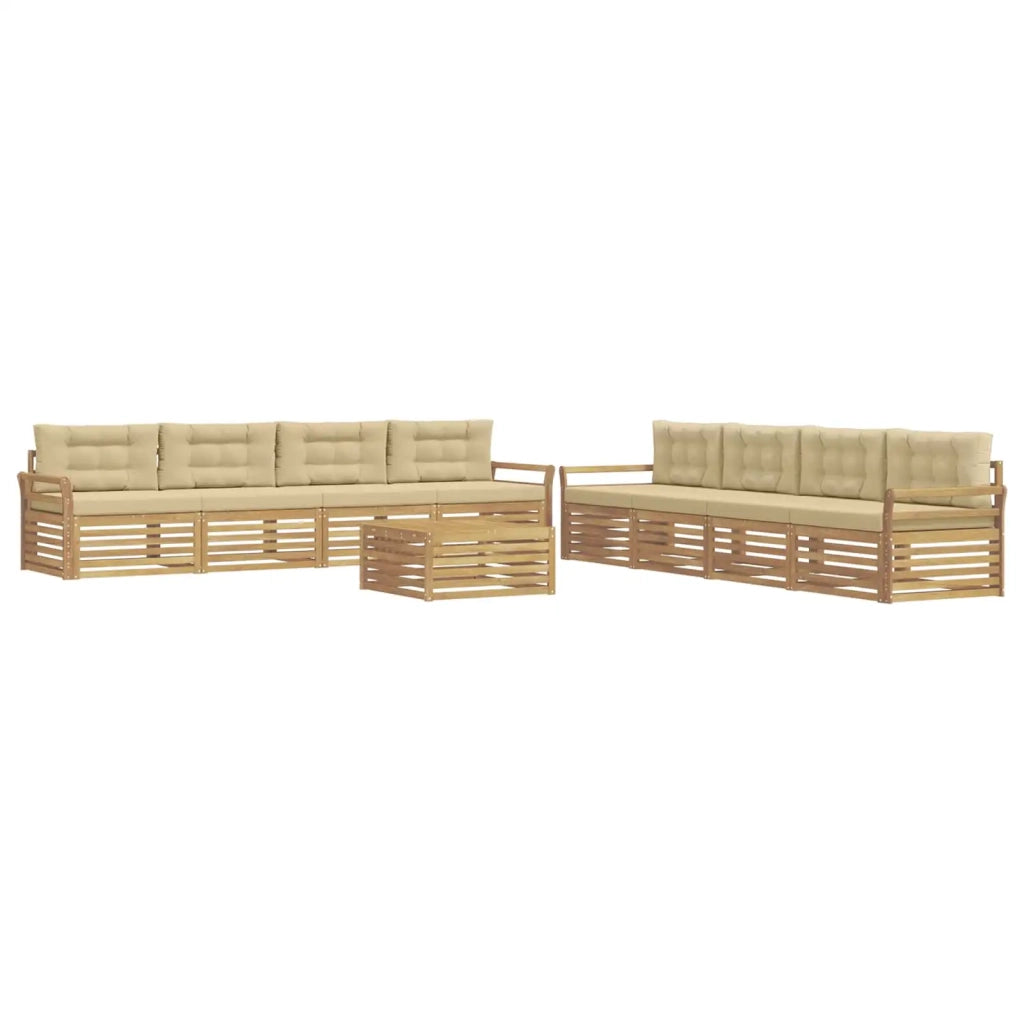 Set di divani da esterno 9 pcs Bianco e Beige 3390248