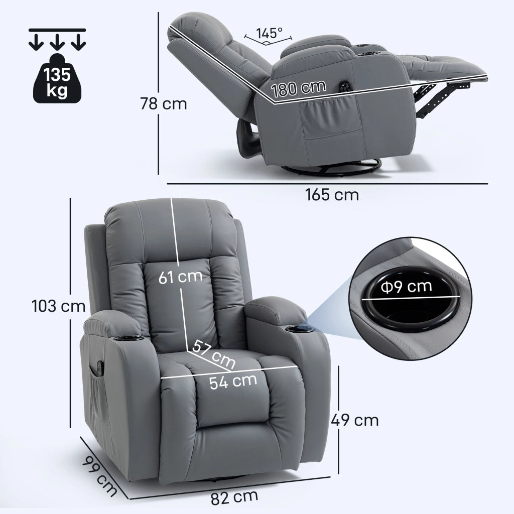 Poltrona relax massaggiante elettrica reclinabile con funzione dondolo e riscaldamento ¨C Xylo ¨C grigio chiaro