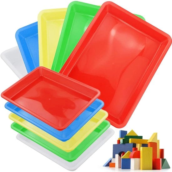 Dienbladen in plastica multicolore - 6 pezzi - 28 x 21 x 3 cm - per progetti di artigianato e arte
