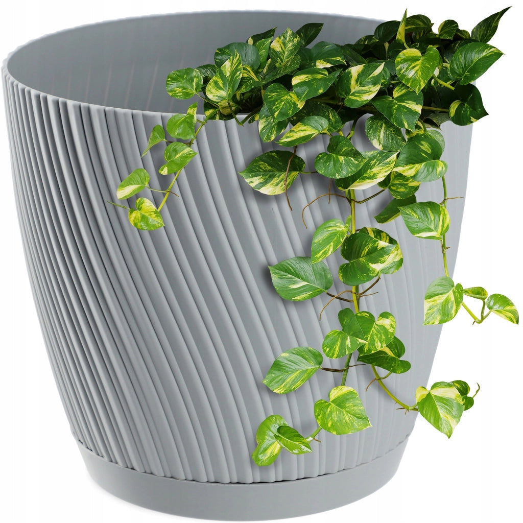 Vaso da fiori KADAX con supporto, coperchio, ciotola rotonda, 27 cm, grigio