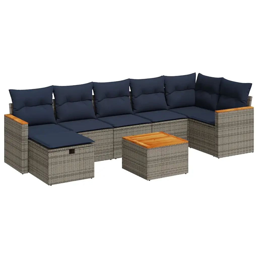 Set Divano da Giardino 8 pz con Cuscini Grigio in Polyrattan 3325939