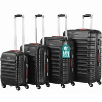 Set 4 Valigie Rigide Trolley Easy Roll Bagaglio a Mano e Stiva da Viaggio in ABS Nero