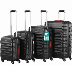 Set 4 Valigie Rigide Trolley Easy Roll Bagaglio a Mano e Stiva da Viaggio in ABS Nero