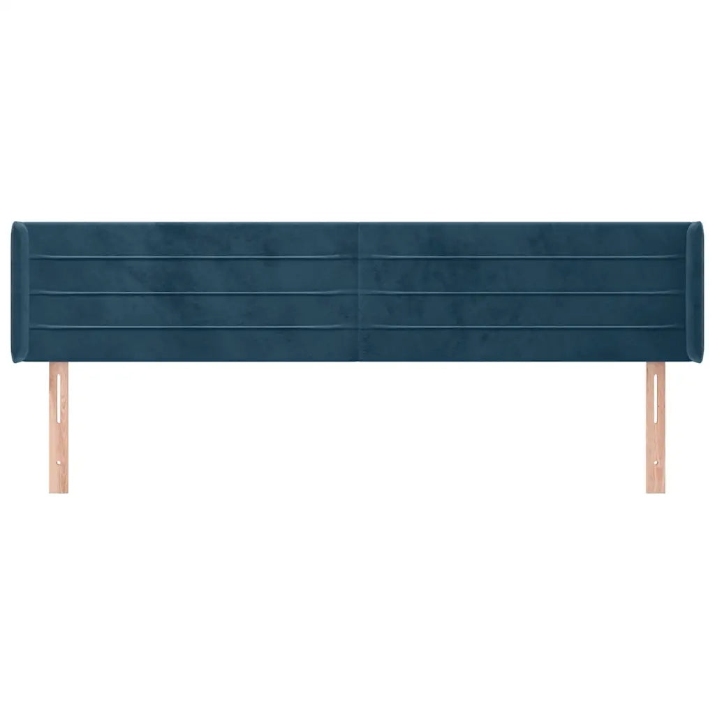 Testiera ad Orecchio-Testata con Orecchie Blu Scuro 183x16x78/88 cm in Velluto 588410