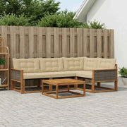 Set di divani da esterno con cuscino 5 pcs Naturale e Beige