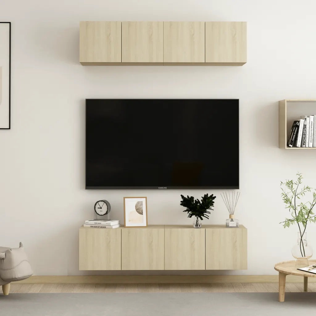 Mobili Porta TV 4 pz-Set di 4 Credenza per TV Rovere Sonoma 60x30x30cm Legno Multistrato