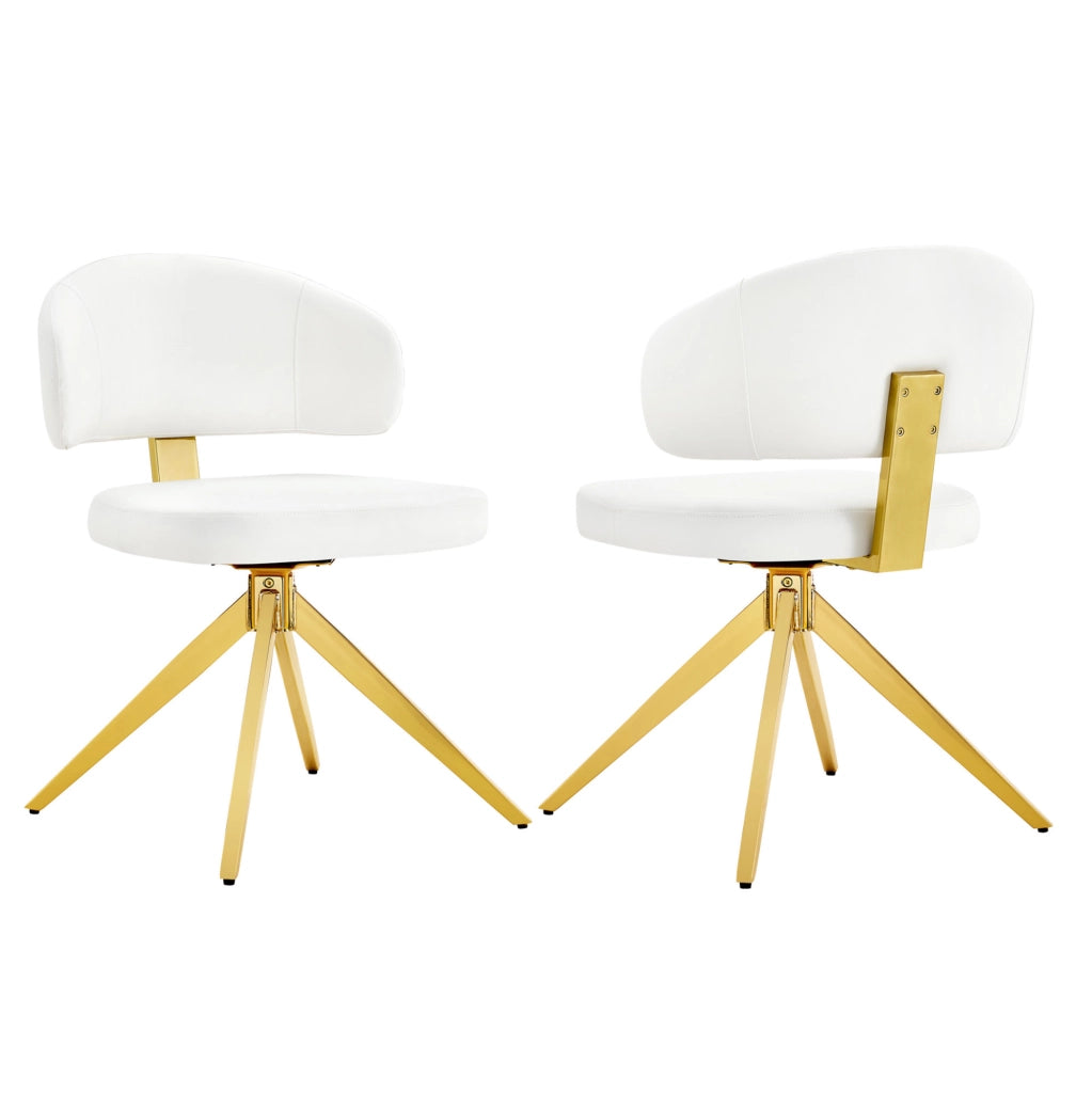 Set di 2 sedie girevoli con schienale curvo in PU bianco