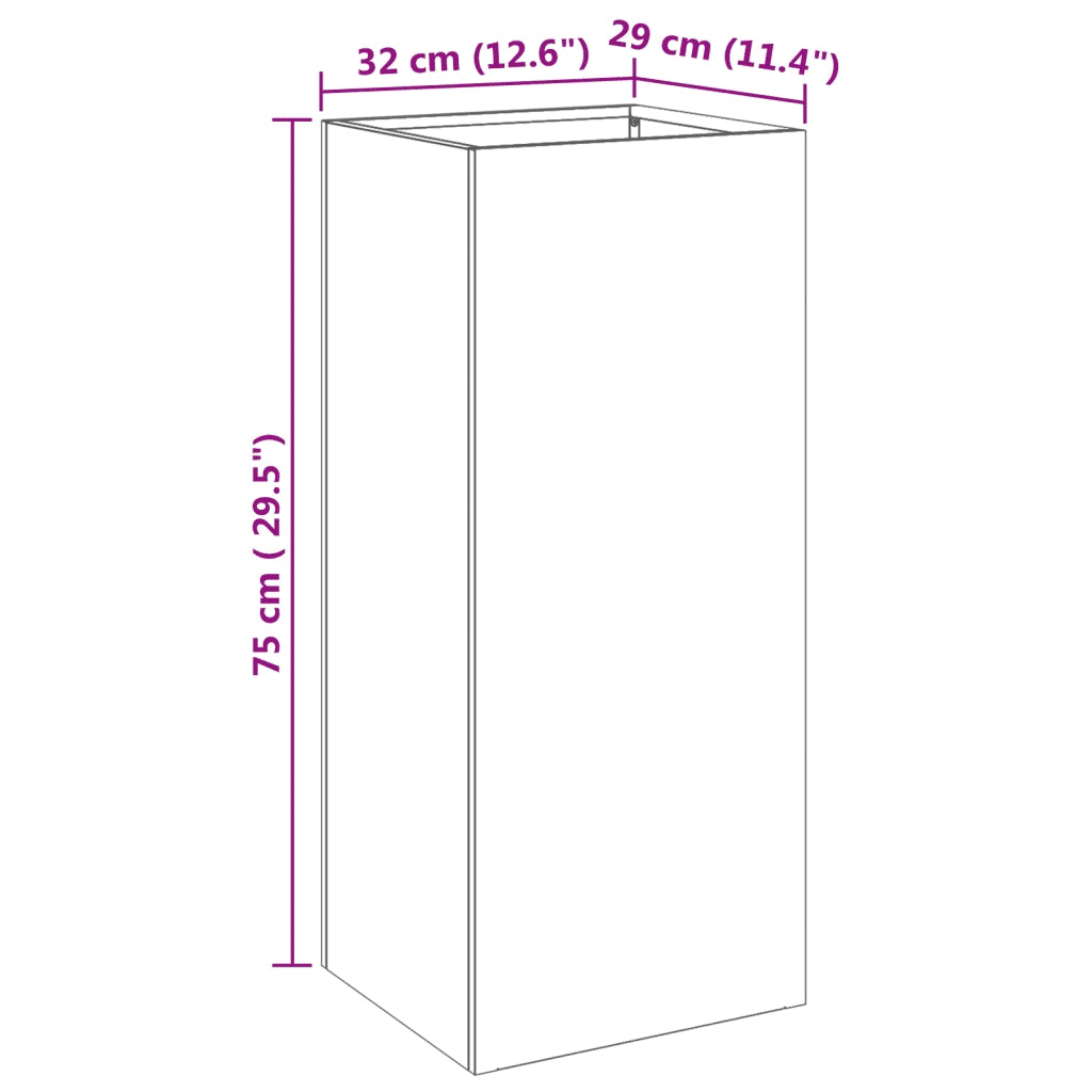 Fioriera Argento 32x29x75 cm in Acciaio Inox 841575