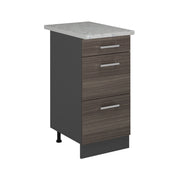Mobiletto base per cucina R-Line Grigio nobile/Antracite 40 cm con cassetti, marmo AP Vicco