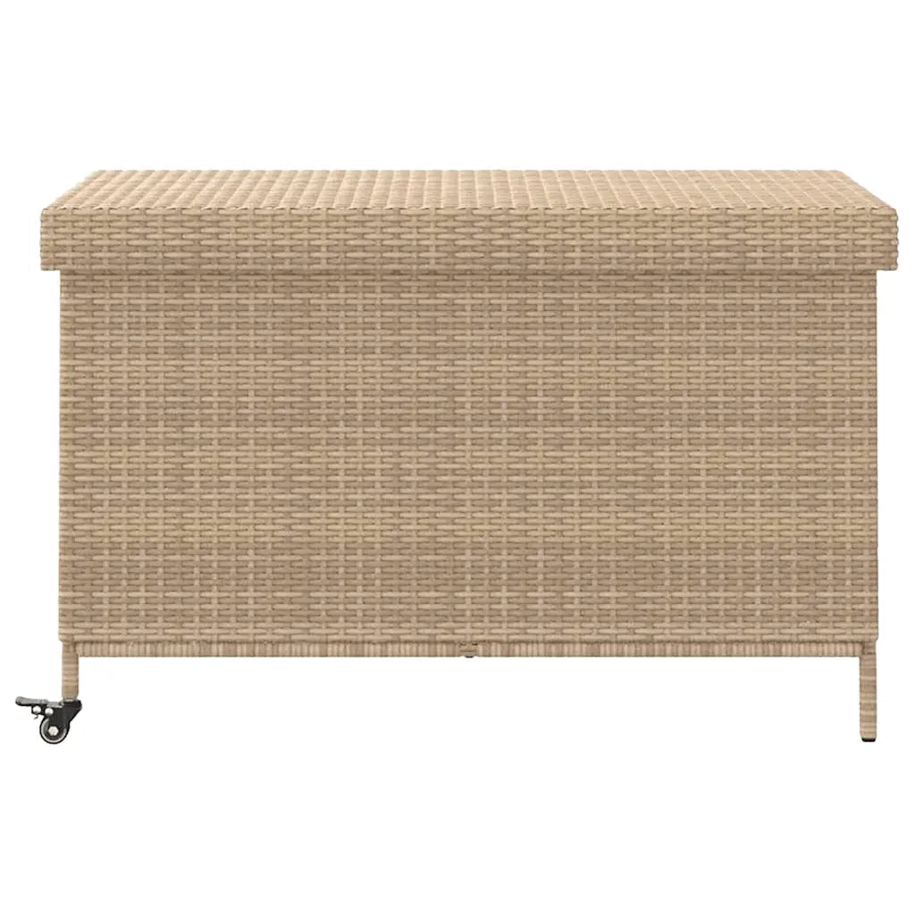 Contenitore da Giardino con Ruote Beige Misto Polyrattan 4103829