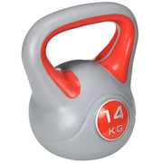 Kettlebell per Allenamento 14 Kg Base Piatta e Impugnatura per Stacchi in PU e Sabbia Rosso