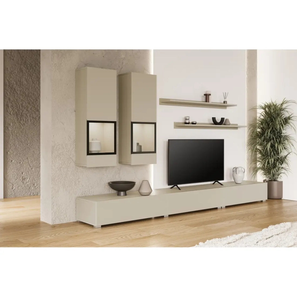 Set mobili da salotto RAMOS – Beige chiaro – Design contemporaneo senza LED