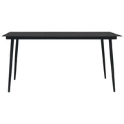 Tavolo da Giardino Nero 150x80x74 cm in Acciaio e Vetro 312158