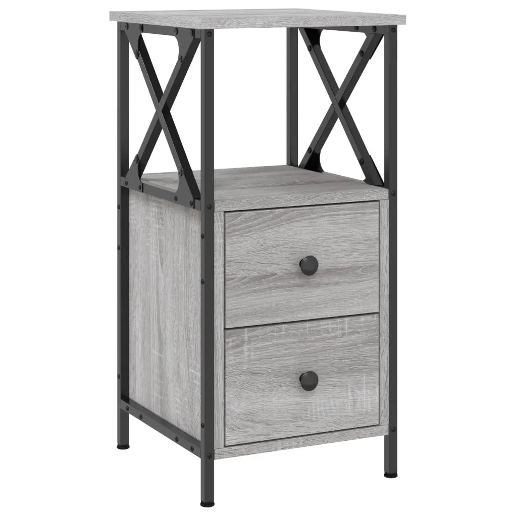Comodini 2 pz-Set di 2 Tavolino da notte Grigio Sonoma 34x35,5x70 cm in Legno Multistrato