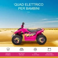 Quad per Bambini Elettrico con Batteria Ricaricabile 6V, e Velocità 2.8-4.6km/h, 72x40x45.5 cm, Rosa