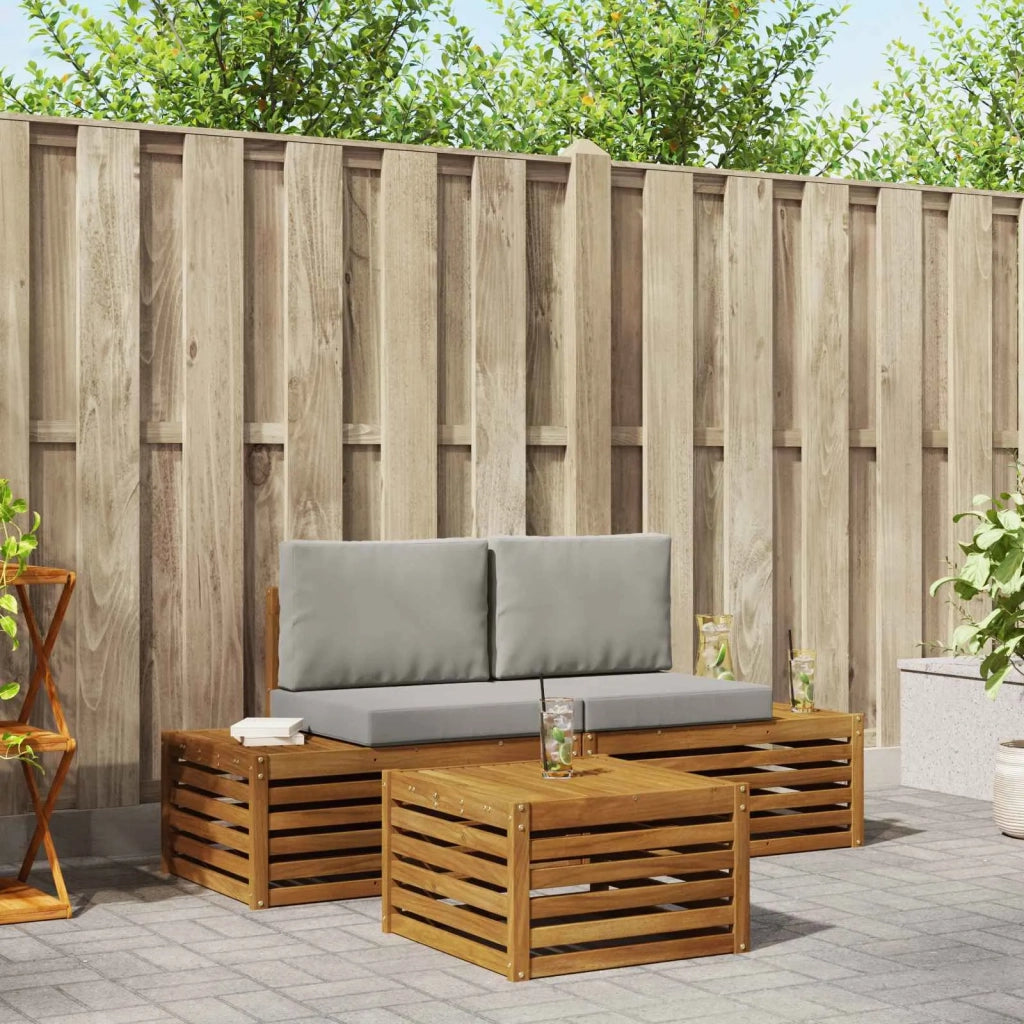 Set di divani da esterno-Sofa da giardino con cuscino Grigio Naturale e Chiaro 729774