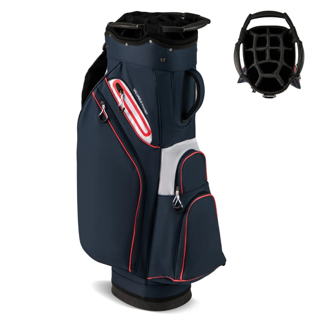 Sacca da golf leggera con 14 scomparti 126,5 x 32 x 26 cm con copertura antipioggia e tasche termiche poliestere blu 20_0013408