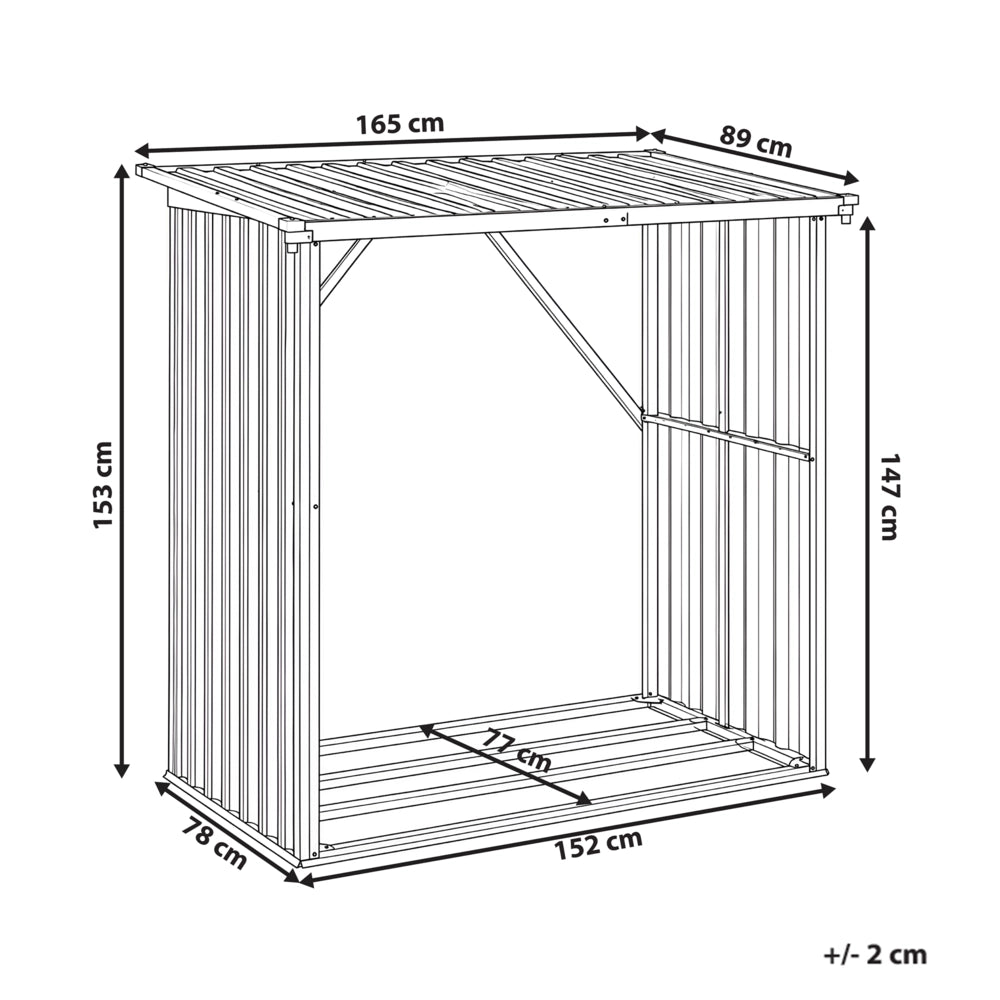 Porta legna da esterno per giardino, grigio grafite, in acciaio zincato, resistente alle intemperie, moderno