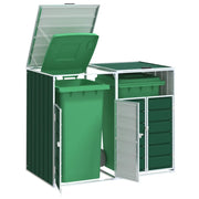 vidaXL Copribidone con Ruote per 2 Bidoni Verde 144x81x113 cm Acciaio