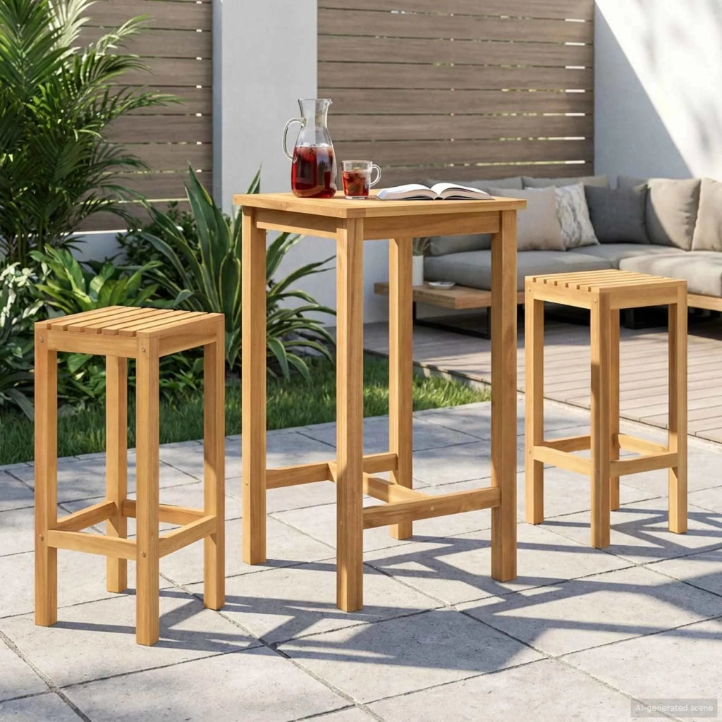 Set Bar da Esterno 3 pcs Non trattato Legno di teak solido 3422496