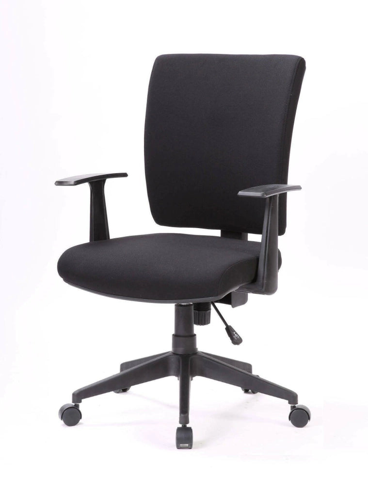 Sedia da ufficio Eulalia, Poltrona direzionale con braccioli, Seduta ergonomica da ufficio, 61x65h98/108 cm, Nero