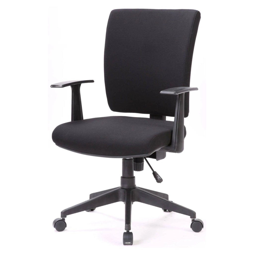 Sedia da ufficio Eulalia, Poltrona direzionale con braccioli, Seduta ergonomica da ufficio, 61x65h98/108 cm, Nero