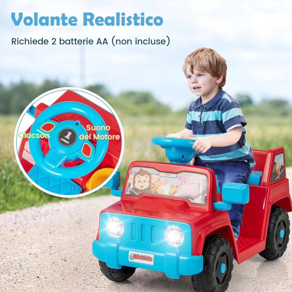 6V Macchina Elettrica per Bambini, Auto Elettrica Cavalcabile con Sonori Portabicchiere, Vano Portaoggetti, Luci LED, 18 Mesi + (Rosso)